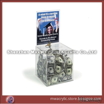 Mid-size Clear Acrylic Donation Box/Case for School